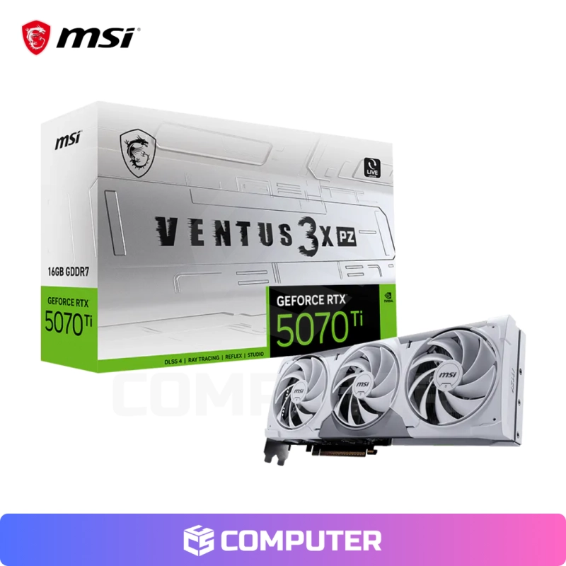 TARJETA DE VIDEO MSI GEFORCE RTX 5070Ti 16GB GDDR7 VENTUS 3X PZ WHITE OC