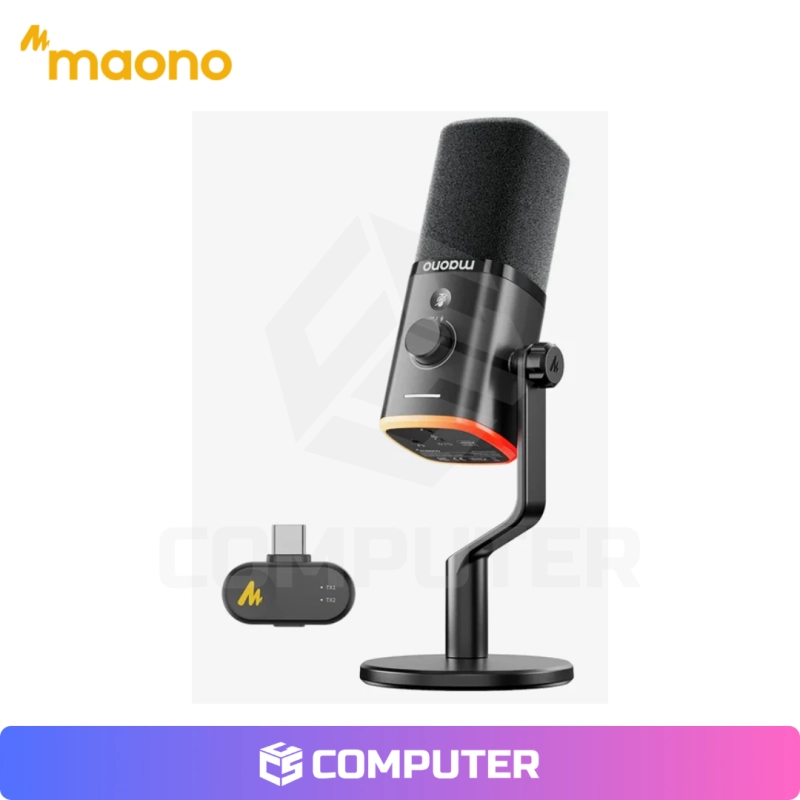 MICROFONO INALAMBRICO MAONO PD100W BLACK DINAMICO RGB USB/XLR STREAMING