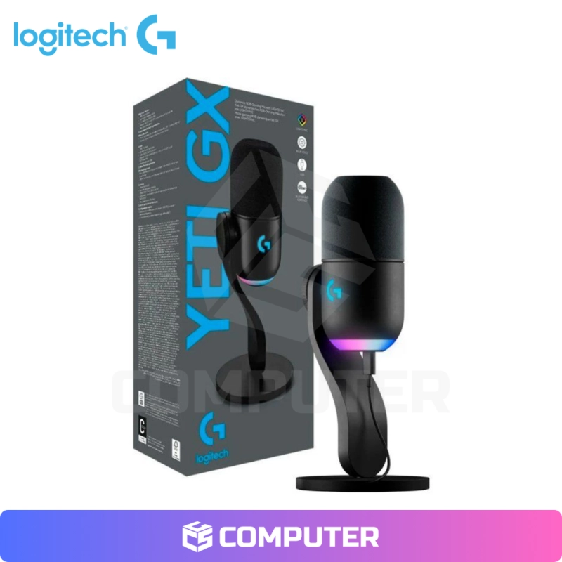 MICROFONO LOGITECH YETI GX SUPERCARDIOID USB P/STREAMING RGB LIGHTSYNC BLACK