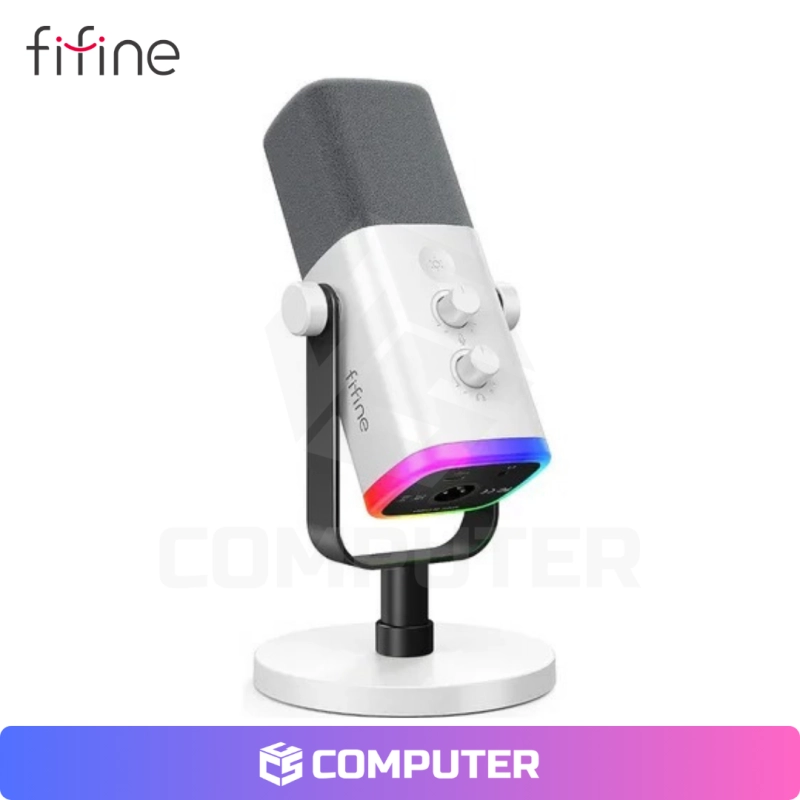 MICROFONO GAMING FIFINE AM8 DINAMICO RGB WHITE