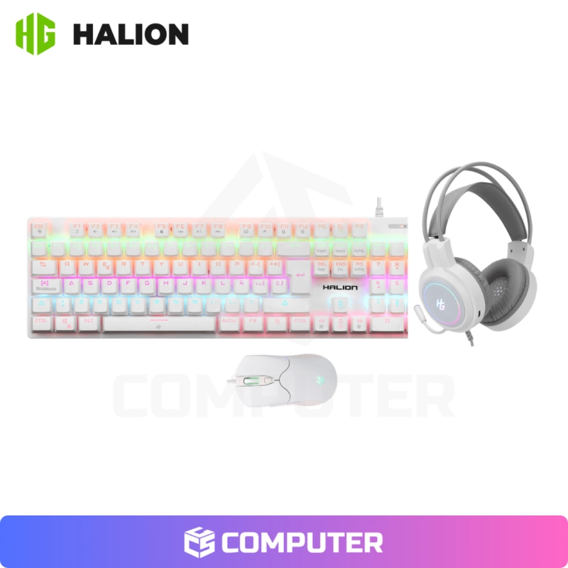 KIT HALION GAMER MECANICO 3 EN 1 ICECOOL K431C WHITE MOUSE 7200DPI