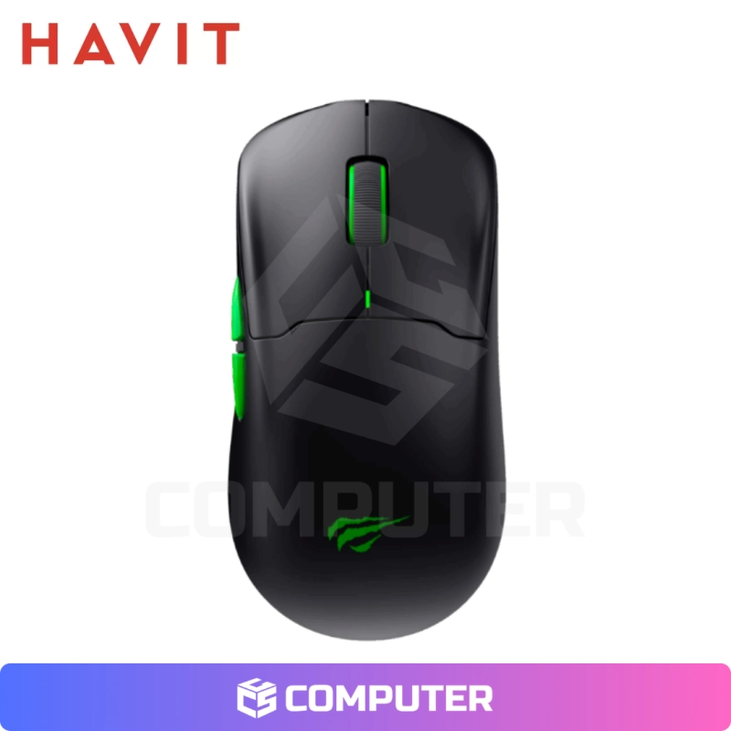 MOUSE GAMER TRIMODE HAVIT MS975WB 20K DPI BLACK GREEN
