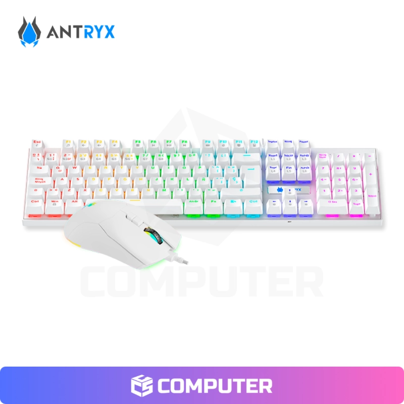 KIT GAMING ANTRYX GC-3100 X2 WHITE, TECLADO SWITCH RED Y MOUSE