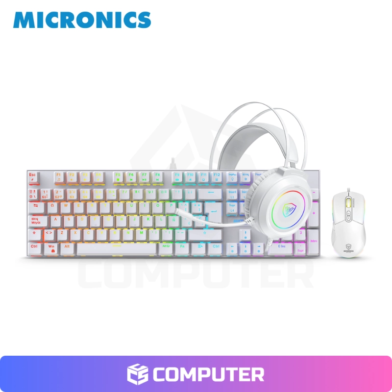 KIT GAMER MIRAGE GTX2003 WHITE TECLADO+MOUSE+AURICULAR MICRONICS