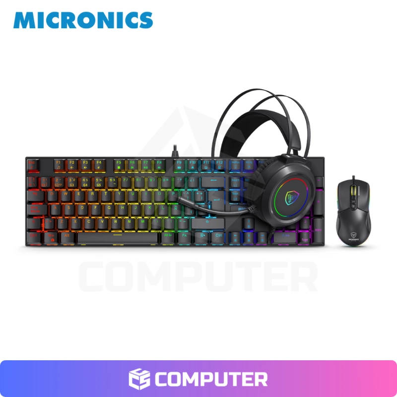 KIT GAMER MIRAGE GTX2003 BLACK TECLADO+MOUSE+AURICULAR MICRONICS