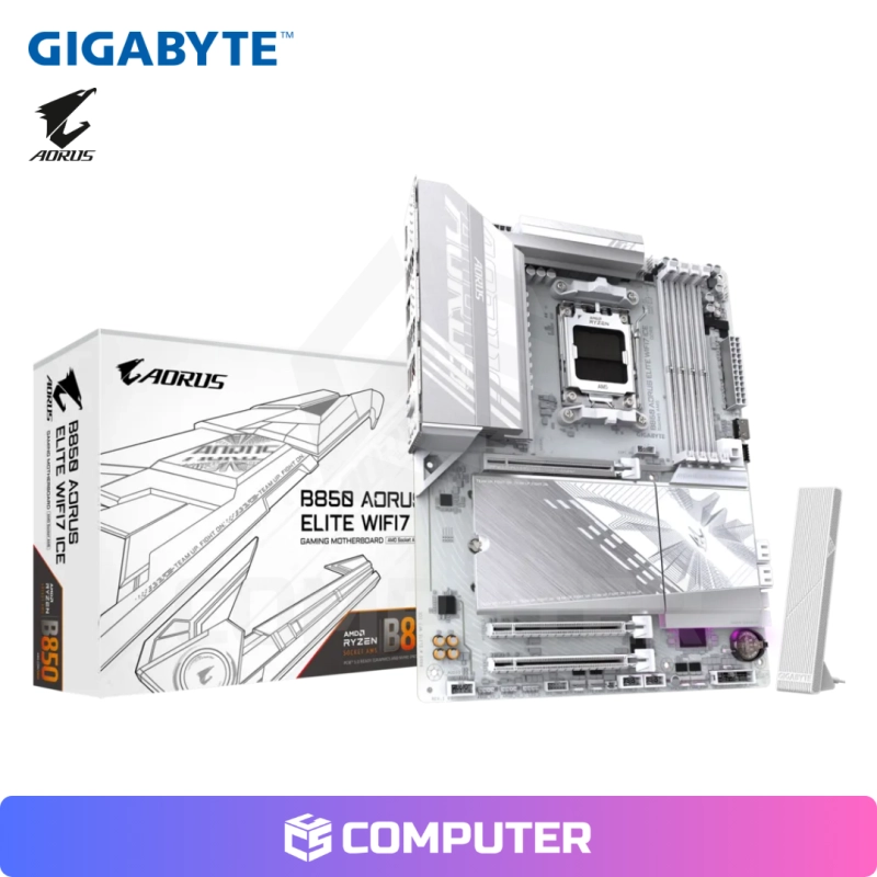 PLACA MADRE GIGABYTE B850 AORUS ELITE ICE WIFI7 DDR5/AM5