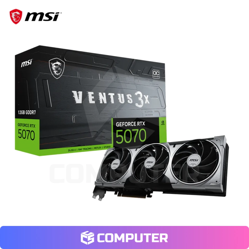 TARJETA DE VIDEO MSI GEFORCE RTX 5070 12GB GDDR7 192BITS VENTUS 3X OC