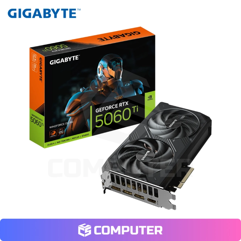 TARJETA DE VIDEO GIGABYTE RTX 5060 TI WINDFORCE OC 8GB X2 FAN