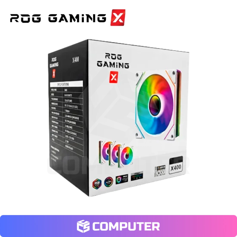 VENTILADORES DE CASE ROGX 4 FAN WHITE ARGB