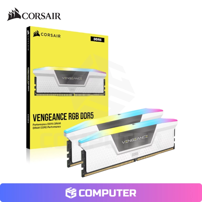 MEMORIA RAM CORSAIR VENGEANCE WHITE RGB DDR5 32GB(2X16) 6400MT/S CL36