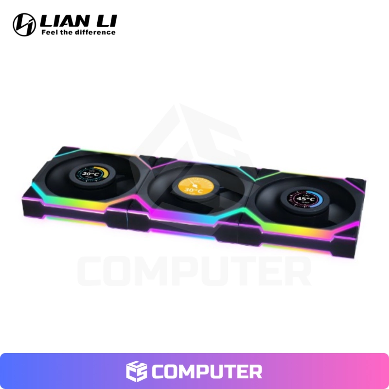 COOLER DE CASE LIAN LI UNI FAN SL V3 ARGB LCD WIRELESS 120MM KIT 3IN1 BLACK CON CONTROLADOR – 12SLLCD1W3B