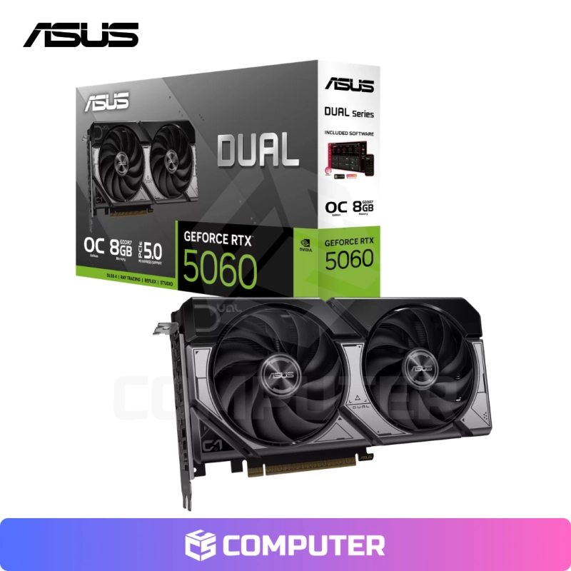 TARJETA DE VIDEO ASUS GEFORCE RTX 5060 EVO 8GB DUAL OC GDDR7 SOLO PC