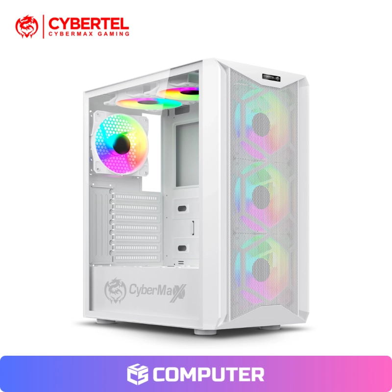 CASE GAMER CYBERTEL ELEMENT PLUS ATX CBX5011R ARGB 6FAN SIN FUENTE WHITE
