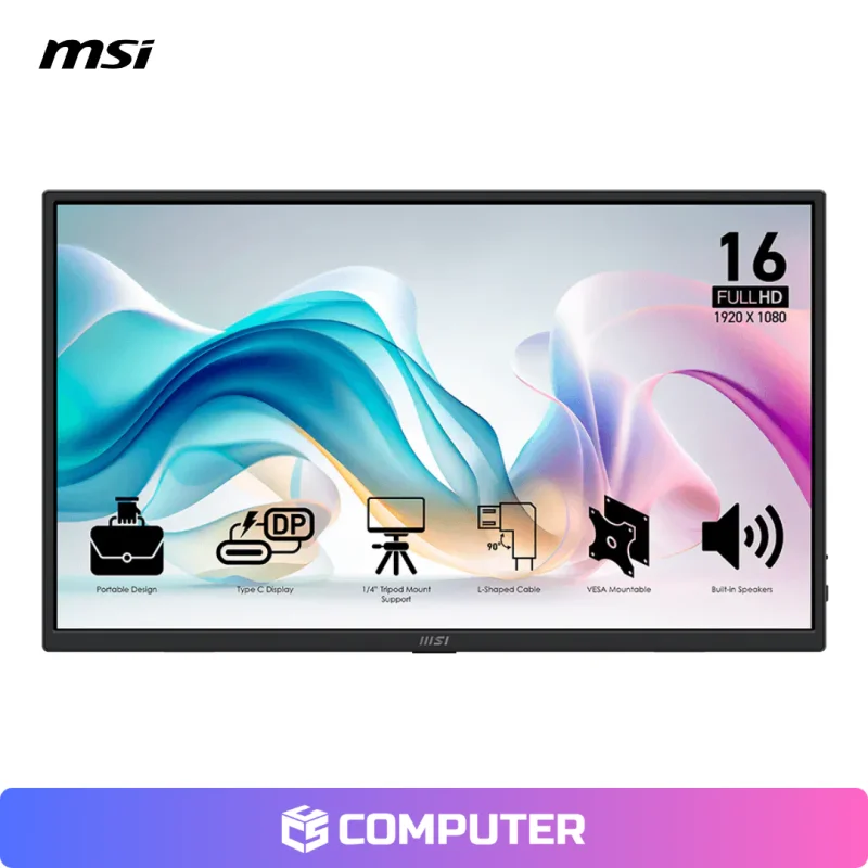 MONITOR MSI PORTATIL PRO MP165 E6 16P FHD 60HZ 4MS IPS