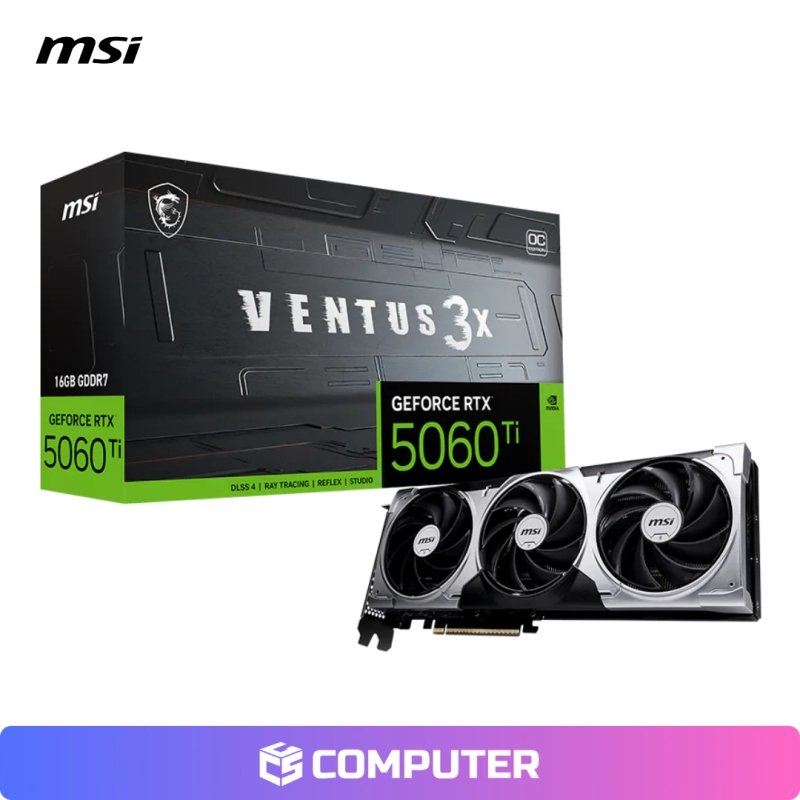 TARJETA DE VIDEO MSI  RTX 5060 TI 16GB VENTUS X3 FAN GDDR7/SOLO CON PC