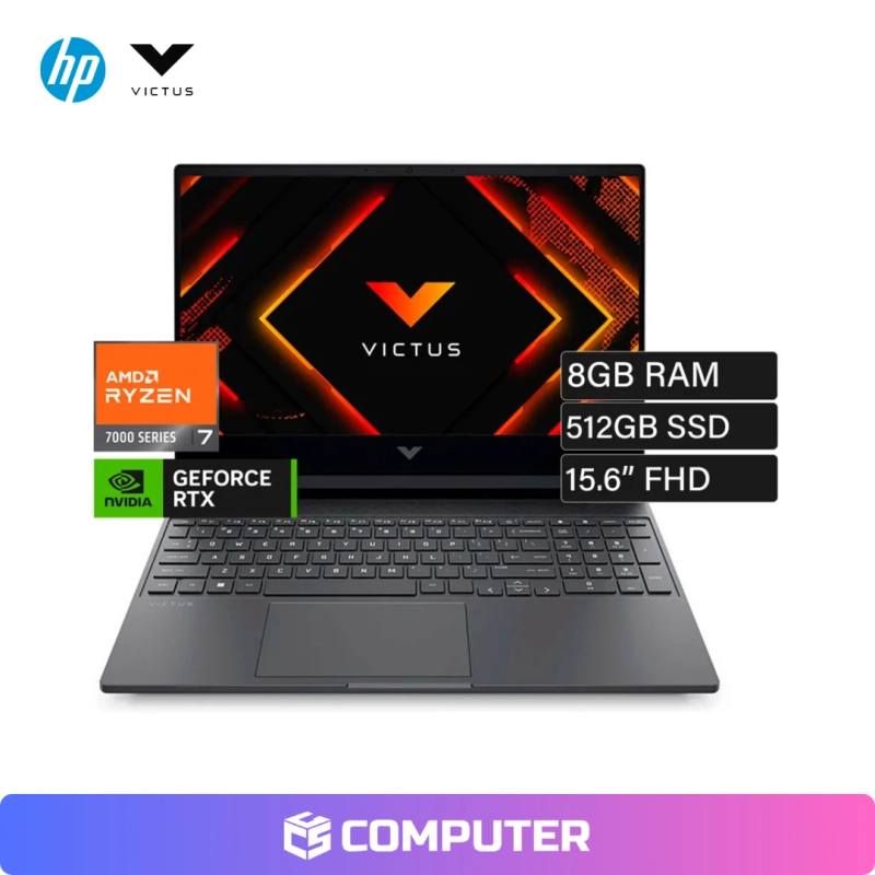 LAPTOP GAMER HP BT4F6LA#ABM | R7-7445HS | 8GB RAM | 512GB SSD | RTX 3050 6GB