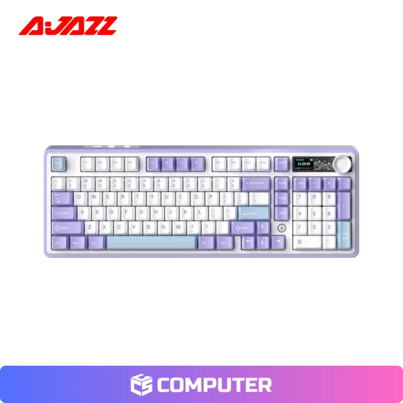 TECLADO AJAZZ MECANICO AK980 V2 WIRELLES SCREEN LCD RGB PURPLE WHITE BLUE