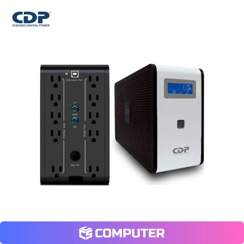 UPS CDP R-SMART 1510I 1500VA/900W 10 SALIDAS/5 PUERTOS USB-A/1 USB-C/BLACK