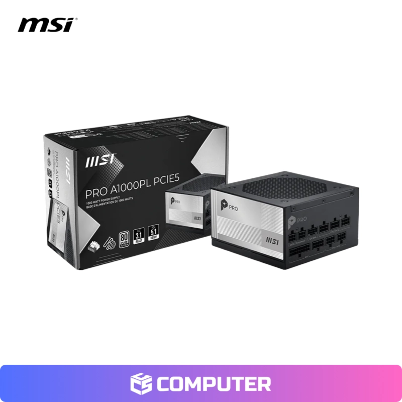 FUENTE DE PODER MSI PRO A1000PL 80PLUS PLATINIUM/FULL MODULAR/PCIE5