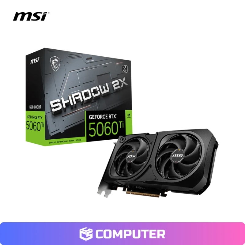 TARJETA DE VIDEO MSI GEFORCE RTX 5060 TI 16GB SHADOW 2X OC PLUS SOLO PC