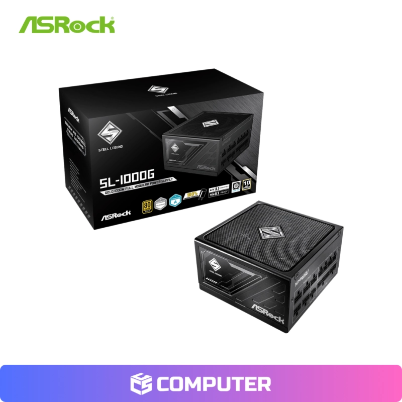 FUENTE ASROCK STEEL LEGEND SL1000G 1000W 80 PLUS GOLD FULL MODULAR BLACK
