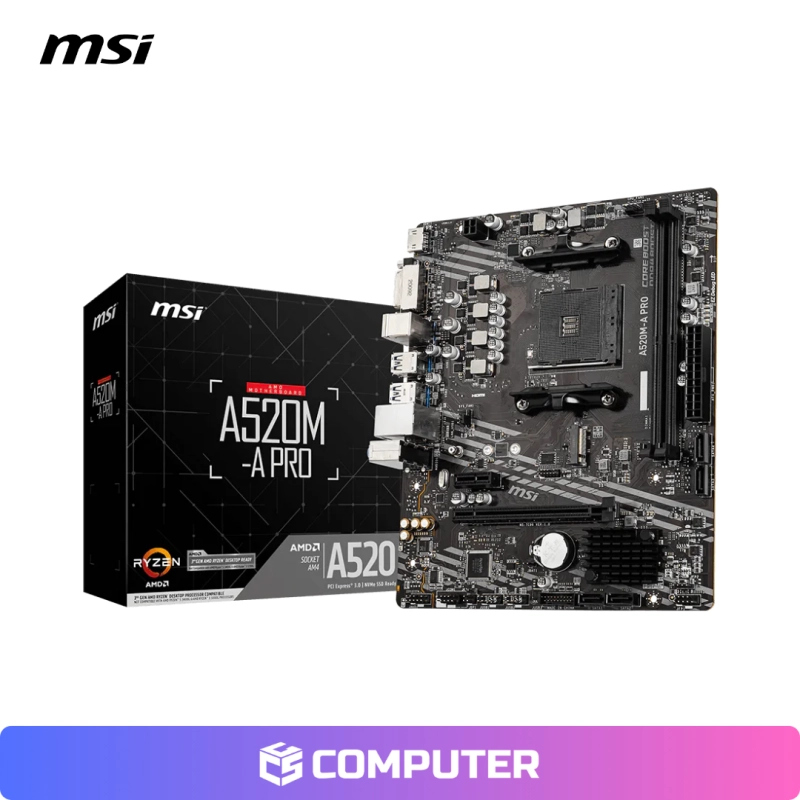 PLACA MADRE MSI A520M-A PRO AMD RYZEN DDR4  DDR4/AM4