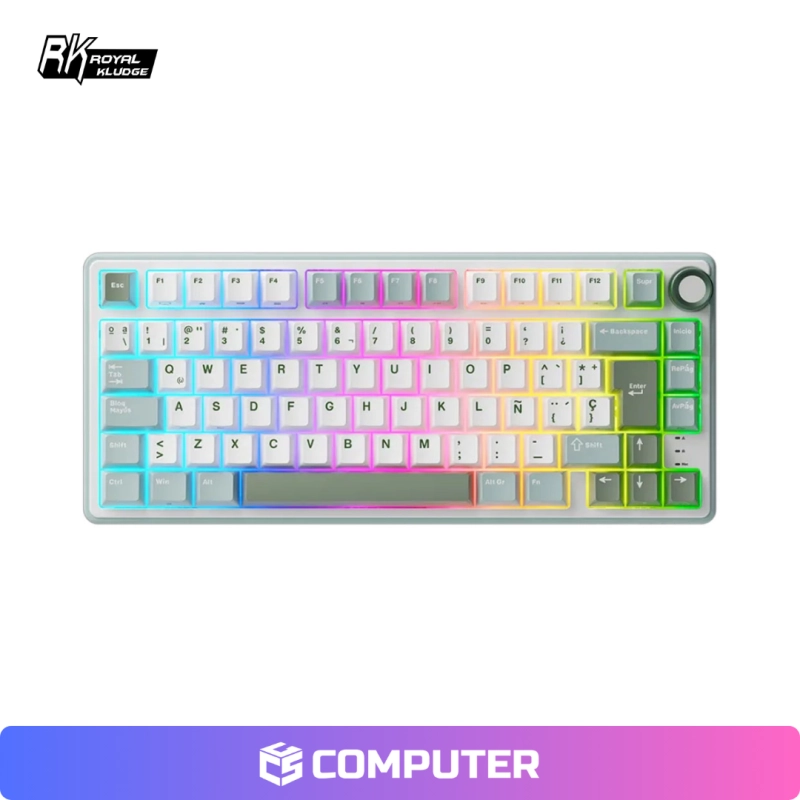 TECLADO ROYAL KLUDGE RK R75 CABLEADO K SILVER SWITCH/  SKY CYAN