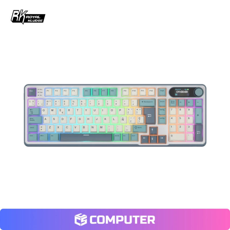 TECLADO ROYAL KLUDGE RK-S98 INALAMBRICO CHARTREUSE SWITCH/ LIGHT CLOUD