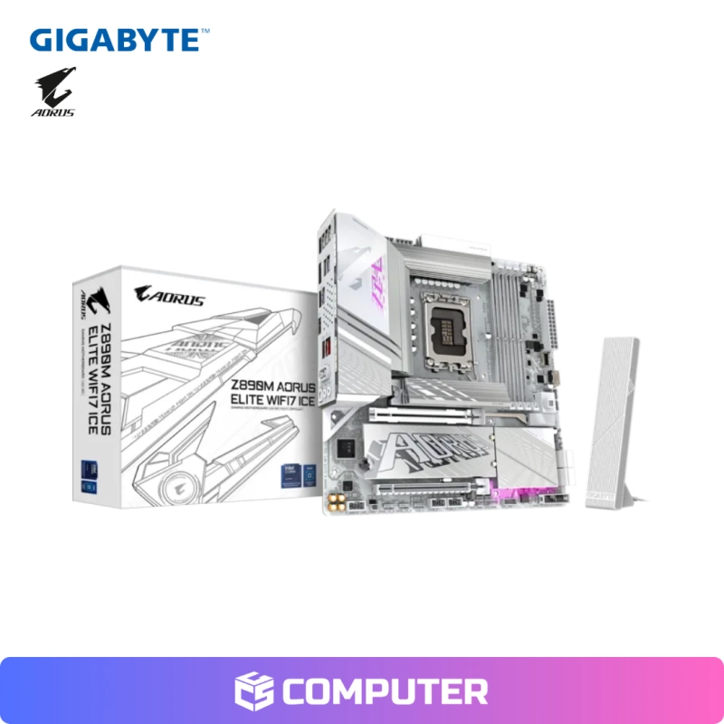 PLACA MADRE GIGABYTE Z890M AORUS ELITE WIFI7 ICE /LGA 1851/DDR5/ PCLE5