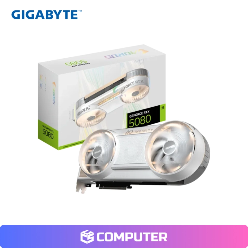 TARJETA DE VIDEO GIGABYTE AORUS GEFORCE RTX 5080 INFINITY WOOD 16G WHITE SOLO PC