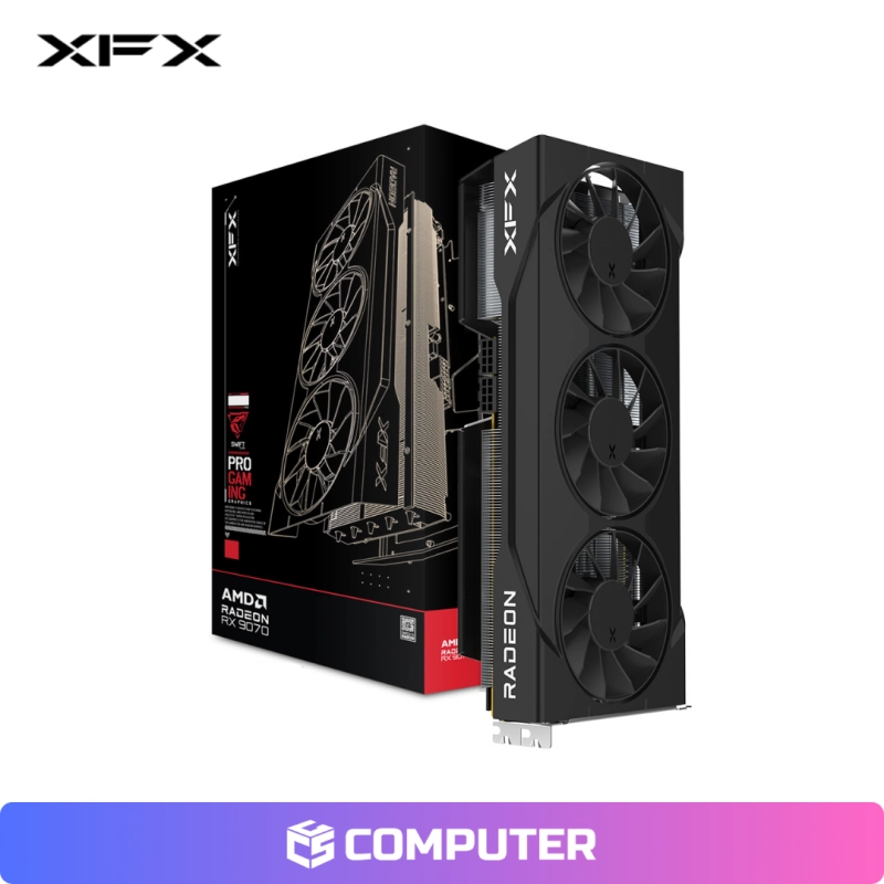 TARJETA DE VIDEO XFX SWIFT AMD RADEON RX 9070 GRE 12GB GDDR6 TRIPLE FAN BLACK