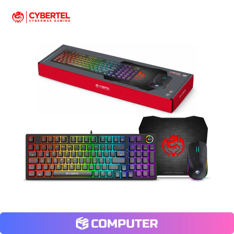 KIT GAMING CYBERTEL STRIKER 3 EN 1 GT1802R TECLADO/MOUSE/PADMOUSE BLACK BLUE SWI