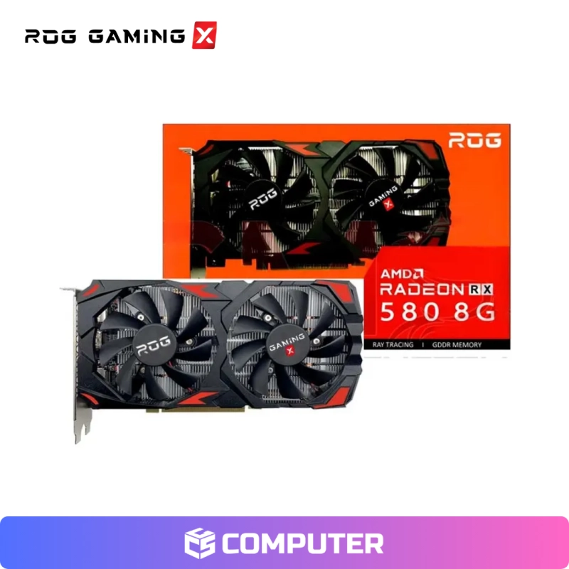 TARJETA DE VIDEO ROG GAMING AMD RADEON RX580 8GB 2048SP GDDR5 BLACK 2FAN