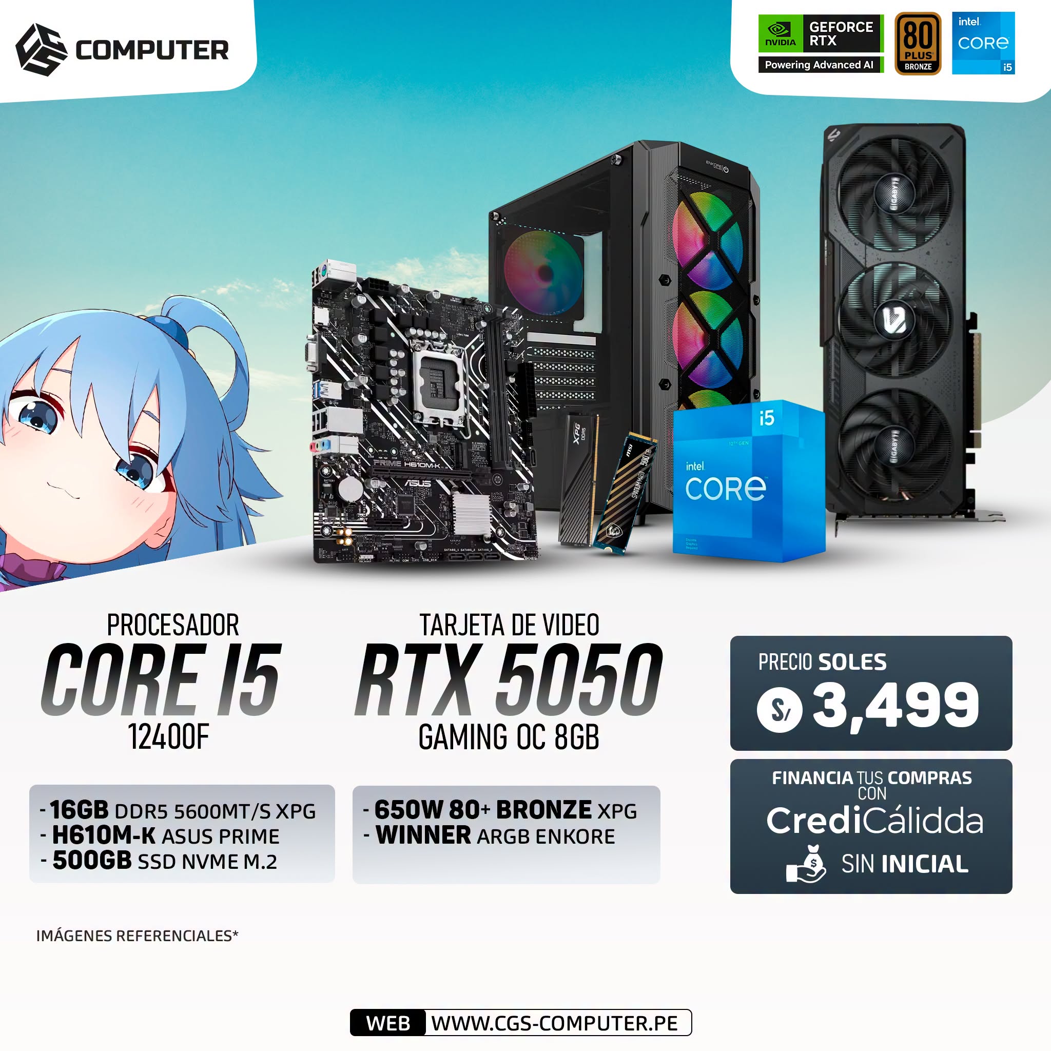 PC Build #2 Core i5 12400F | RTX 5050 8GB | H610M | 16GB RAM DDR5 | 500GB SSD