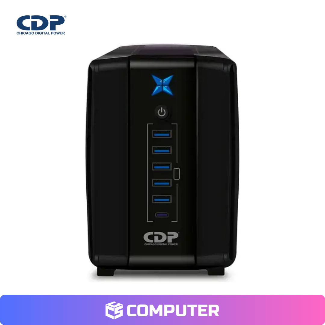 UPS CDP R-UPR758I 750VA/375W 8 SALIDAS/5 PUERTOS USB/1 TIPO C/BLACK