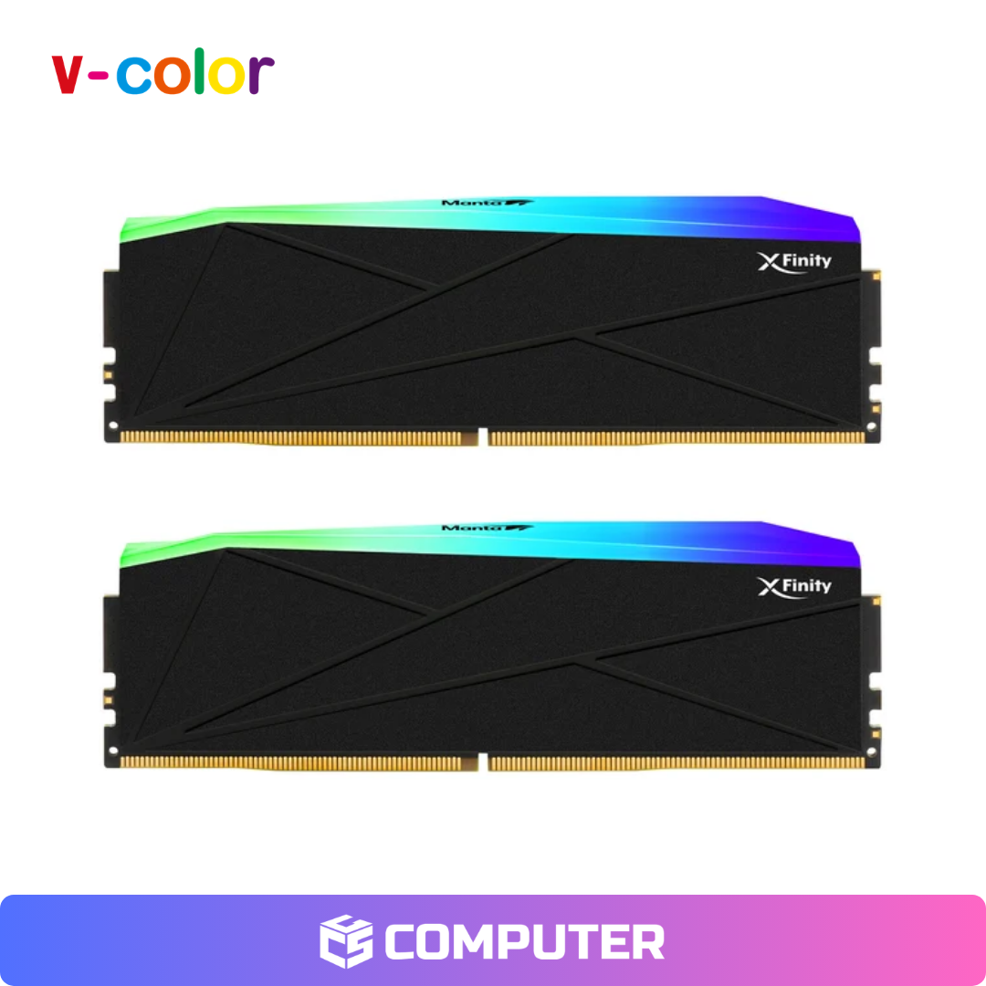 MEMORIA RAM V-COLOR MANTA XFINITY INTEL AMD 32GB (16GBX2) DDR5 6000MHZ RGB BK CL30