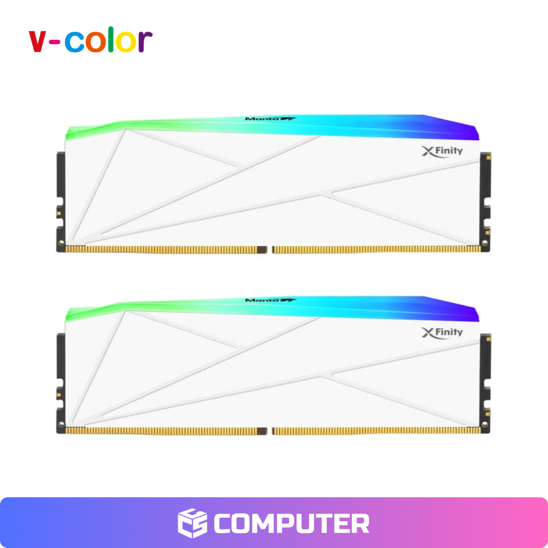 MEMORIA RAM V-COLOR MANTA XFINITY INTEL AMD 32GB (16GBX2) DDR5 6000MHZ RGB WH CL30