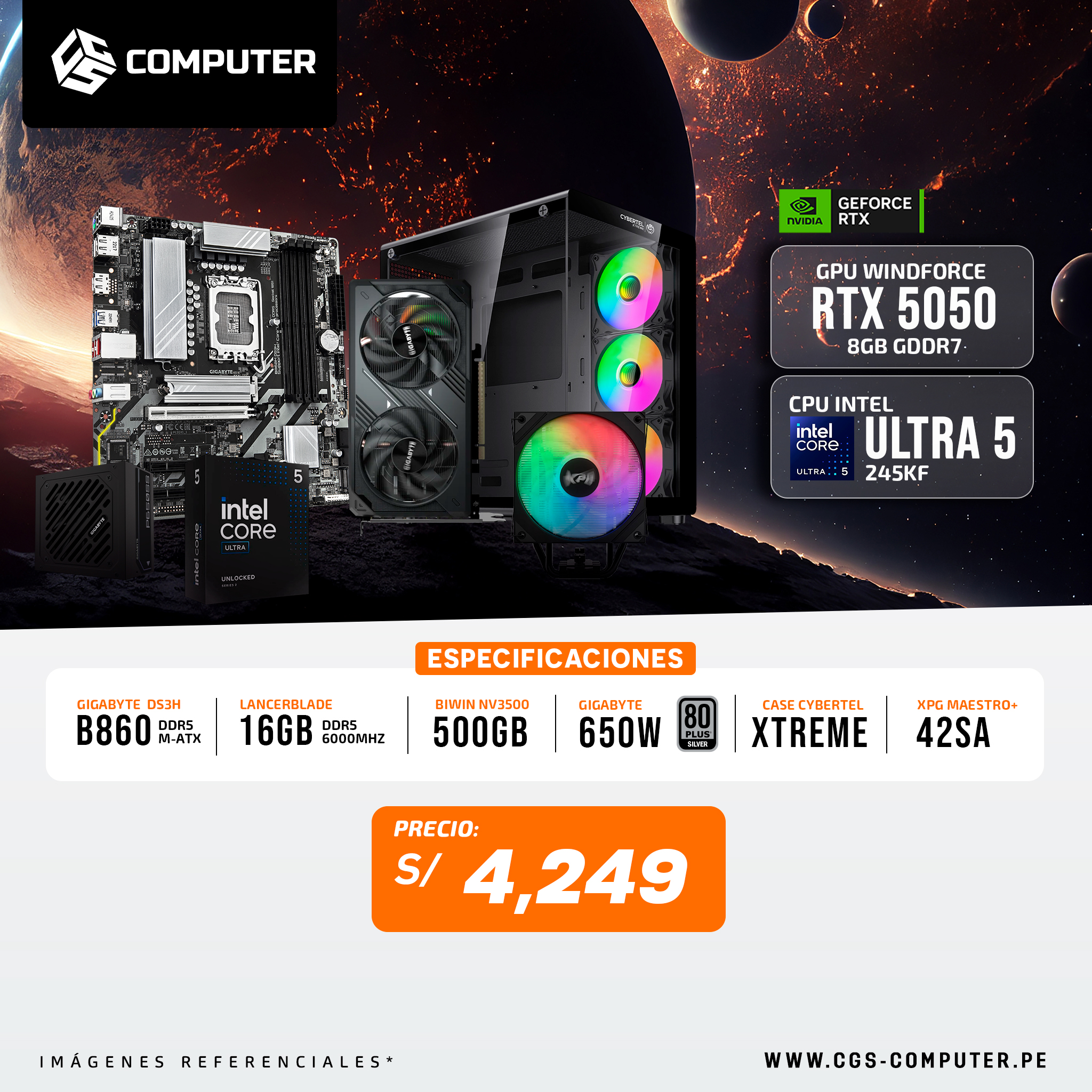 PC Build #19 Core Ultra 5 245KF | RTX 5050 8GB | B860 | 16GB RAM DDR5 | 500GB SSD