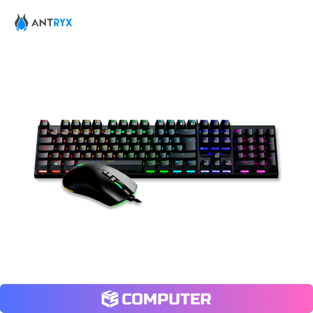 KIT GAMING ANTRYX GC-3100 X2 BLACK, TECLADO SWITCH RED Y MOUSE