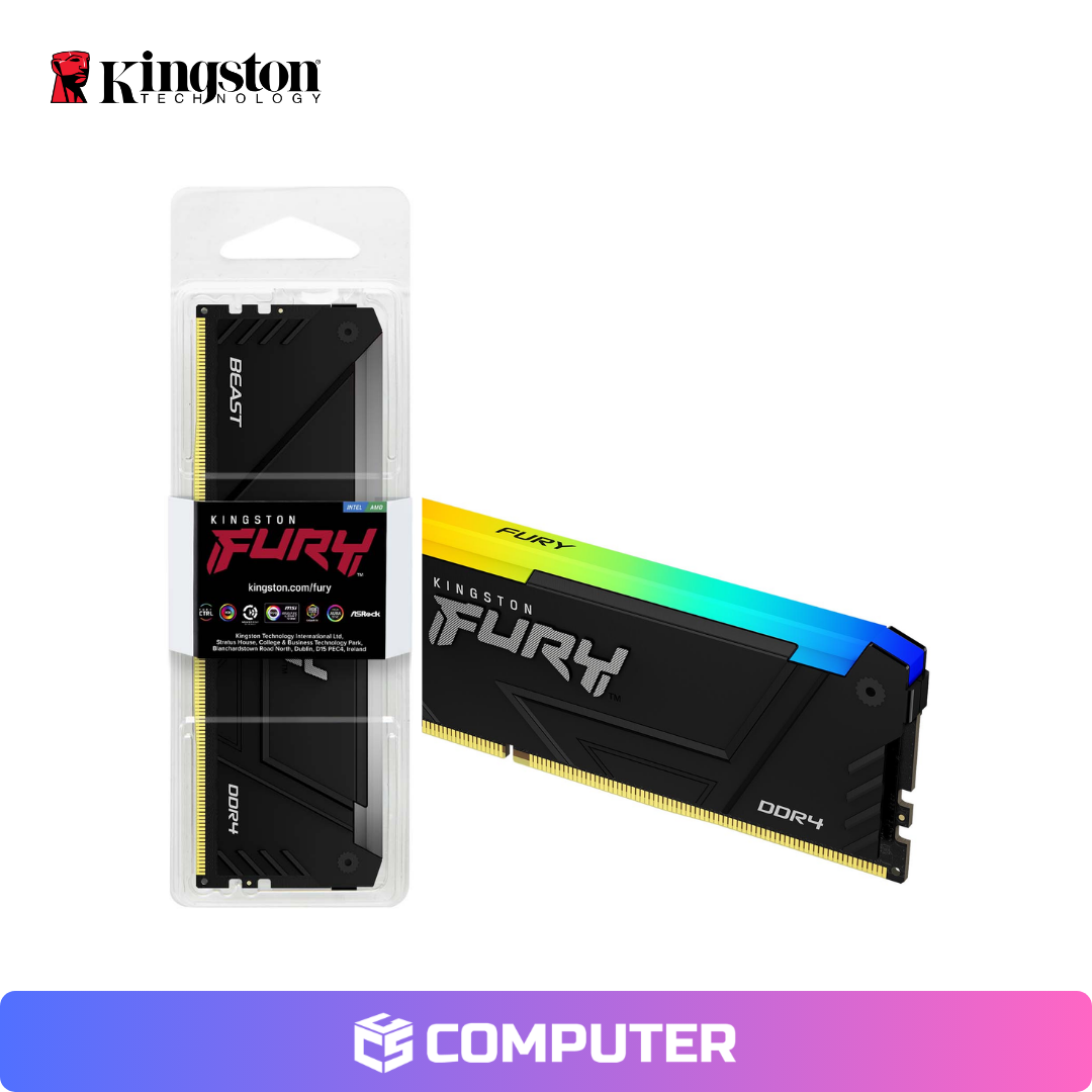 MEMORIA RAM KINGSTON FURY 8GB 3200MHZ DDR4 RGB BLACK BULK SOLO PC